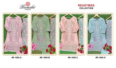 Ramasha by Readymade 1095 organza embroidered Pakistani suit catalogue at low rate readymade suit catalogs