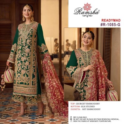 Ramsha by Dark chart R 1085 georgette embroidered pakisatani suit catalogue at wholesale price readymade suit catalogs