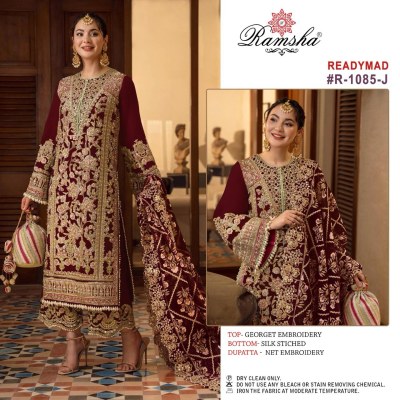 Ramsha by Dark chart R 1085 georgette embroidered pakisatani suit catalogue at wholesale price readymade suit catalogs