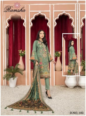 Ramsha by Farasha heavy lawn cotton printed Karachi suit catalogue at amaviexpo Karachi suits catalogs