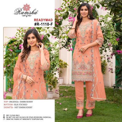 Ramsha by R 1110 NX Fancy Organza embroidered kurti pant and dupatta catalogue  Ramsha