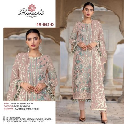 Ramsha by R 603 nx georgette embroidered designer dress material catalogue  salwar kameez catalogs