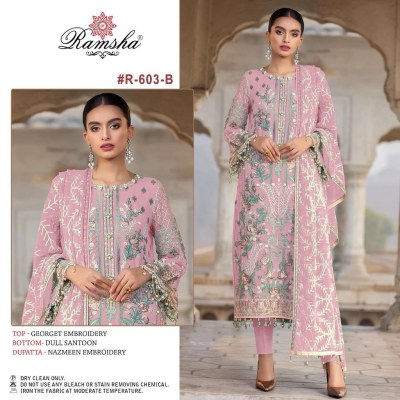 Ramsha by R 603 nx georgette embroidered designer dress material catalogue  salwar kameez catalogs