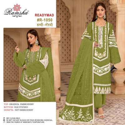 Ramsha by Readymade R 1050 organza embroidered Pakistani suit catalogue at low rate pakistani suit catalogs