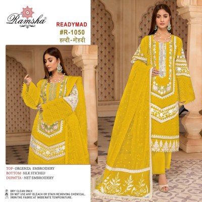 Ramsha by Readymade R 1050 organza embroidered Pakistani suit catalogue at low rate pakistani suit catalogs