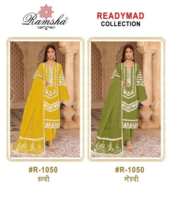 Ramsha by Readymade R 1050 organza embroidered Pakistani suit catalogue at low rate pakistani suit catalogs