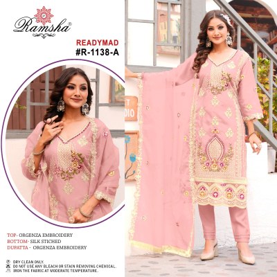 Ramsha by Readymade R   1138 Organza embroidered  readymade suit catalogue at low rate Ramsha