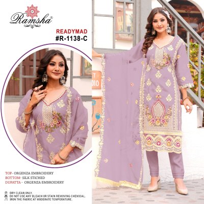 Ramsha by Readymade R   1138 Organza embroidered  readymade suit catalogue at low rate readymade suit catalogs