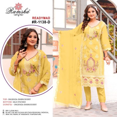 Ramsha by Readymade R   1138 Organza embroidered  readymade suit catalogue at low rate readymade suit catalogs