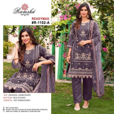 Ramsha by readymade R 1102 organza embroidered unstitched salwar kameez catalogue at low rate salwar kameez catalogs