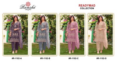 Ramsha by readymade R 1102 organza embroidered unstitched salwar kameez catalogue at low rate salwar kameez catalogs