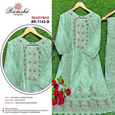 Ramsha by readymade R 1143 organza embroidered  readymade suit catalogue at low rate readymade suit catalogs