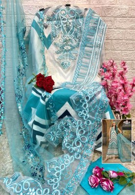 Ramsha present R -7002 Cambric embroidered patch designer unstitched dress material at wholesale price pakistani suit catalogs