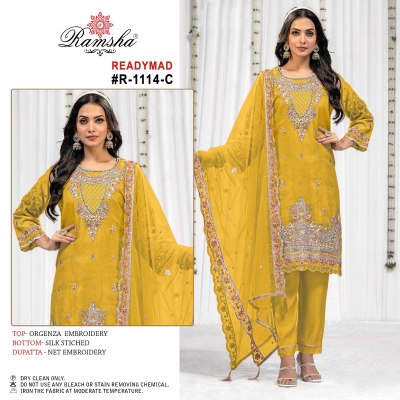 Ramsha present readymade 1114  organza embroidred readymade suit catalogue at low rate readymade suit catalogs