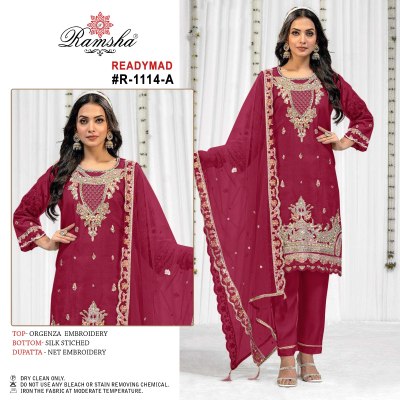 Ramsha present readymade 1114  organza embroidred readymade suit catalogue at low rate readymade suit catalogs