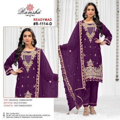 Ramsha present readymade 1114  organza embroidred readymade suit catalogue at low rate readymade suit catalogs