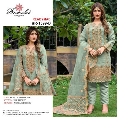 Ramsha present readymade R 1099 organza embroidery Ready made pakistani suits catalogue