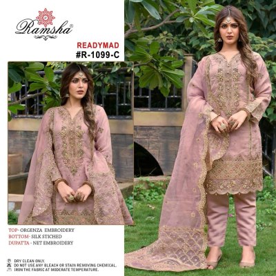 Ramsha present readymade R 1099 organza embroidery Ready made pakistani suits catalogue readymade suit catalogs