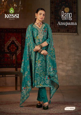 Rang Anupama Designer UnstitchedModal Muslin Silk Suit  Foil Discharge Print  Codding Work  Pant And Printed Dupatta Wholesale dress material catalogs