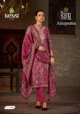 Rang Anupama Designer UnstitchedModal Muslin Silk Suit  Foil Discharge Print  Codding Work  Pant And Printed Dupatta Wholesale dress material catalogs