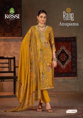 Rang Anupama Designer UnstitchedModal Muslin Silk Suit  Foil Discharge Print  Codding Work  Pant And Printed Dupatta Wholesale dress material catalogs