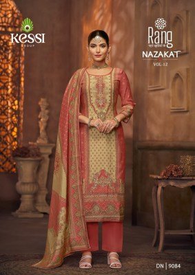Rang Nazakat Vol 12 Muslin Digital Print Unstitched Suit with Rayon Bottom And Muslin Dupatta Wholesale dress material catalogs