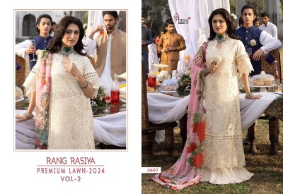 Rang rasiya lawn vol 2 by shree fab pure lawn cotton embroidered pakistani suit catalogue at low rate pakistani suit catalogs