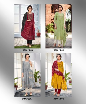 Rangjyot by rangmuch vol 2 reyon with gold print kurti pant and dupatta catalogue at wholesale price readymade suit catalogs