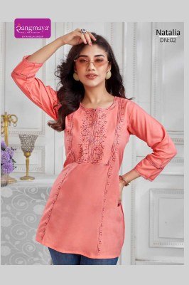 Rangmaya Natalia Rayon Tunic Short Top  Stylish All Season Western Wear Wholesale kurtis catalogs