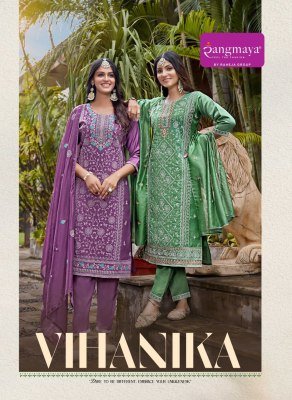 Rangmaya Vihanika Vetican Fabric Kurti Set Wholesale Kurti Pant Dupatta with Designer Work Rangmaya