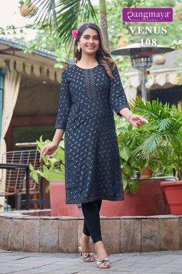 Rangmaya by venus fancy reyon casual kurti catalogue at affordable rate kurtis catalogs