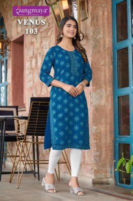 Rangmaya by venus fancy reyon casual kurti catalogue at affordable rate kurtis catalogs