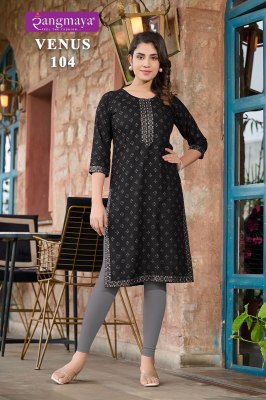 Rangmaya by venus fancy reyon casual kurti catalogue at affordable rate kurtis catalogs