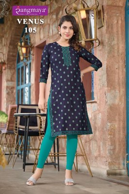 Rangmaya by venus fancy reyon casual kurti catalogue at affordable rate kurtis catalogs