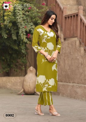 Rangoli by Kadlee reyon printed new trendi look kurti with pant collection readymade suit catalogs