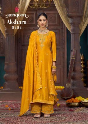 Rangoon Akshara Silk 3 Piece Set kurti pant with dupatta with Fancy Work Lace Pant And Heavy Silk Dupatta Wholesale Rangoon