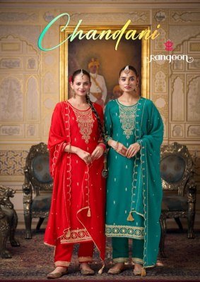 Rangoon Chandani Silk Suit Set Hand Mirror Work Top with Cotton Mal Inner Silk Bottom And Chanderi Dupatta with Latkan Wholesale Rangoon