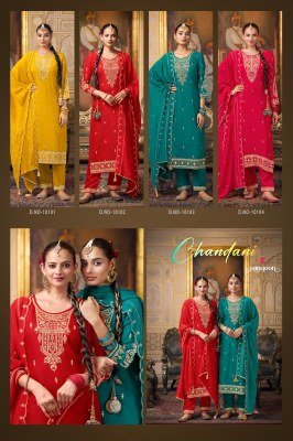 Rangoon Chandani Silk Suit Set Hand Mirror Work Top with Cotton Mal Inner Silk Bottom And Chanderi Dupatta with Latkan Wholesale kurti pant with dupatta Catalogs