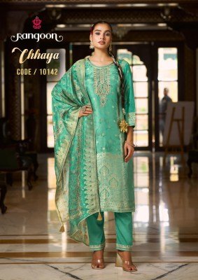 Rangoon Chhaya Pure Muslin Jacquard Suit  Embroidered Top Viscose Bottom And Digital Print Dupatta Wholesale pakistani suit catalogs