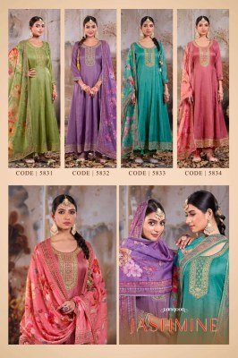 Rangoon Jashmine Silk Butti Kurti Catalogs with Khatli Handwork Mirror Work And Organza Dupatta Wholesale kurtis catalogs