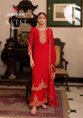Rangoon Ketki Designer Chinon Plazzo Set with Dupatta And Wholesale readymade suit catalogs