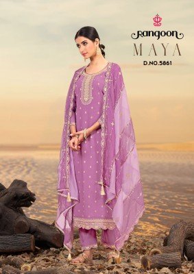Rangoon MAYA Designer Viscose Jacquard Suit with Fancy Khatli And Mirror Work  Lace Pant And Soft Organza Heavy Dupatta Wholesale kurtis catalogs