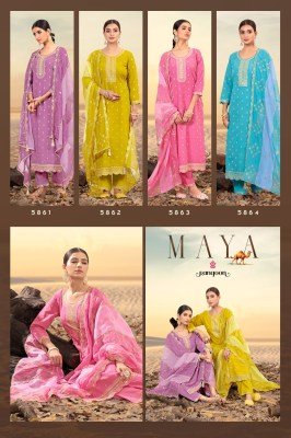 Rangoon MAYA Designer Viscose Jacquard Suit with Fancy Khatli And Mirror Work  Lace Pant And Soft Organza Heavy Dupatta Wholesale kurtis catalogs