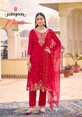 Rangoon Nirali Dress Material Chiffon Top Bottom And Dupatta with Fancy Work And Wholesale wholesale catalogs