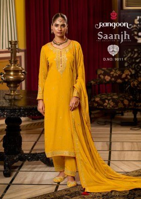 Rangoon Saanjh Premium Chinon Ensemble Heavy Coded And Mirror Work with Fancy Dupatta Wholesale kurtis catalogs