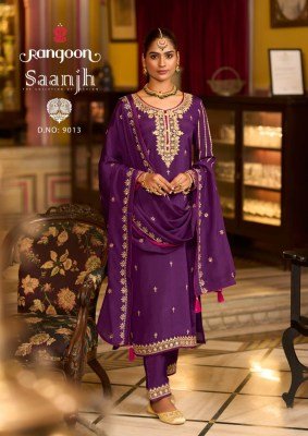 Rangoon Saanjh Premium Chinon Ensemble Heavy Coded And Mirror Work with Fancy Dupatta Wholesale kurtis catalogs