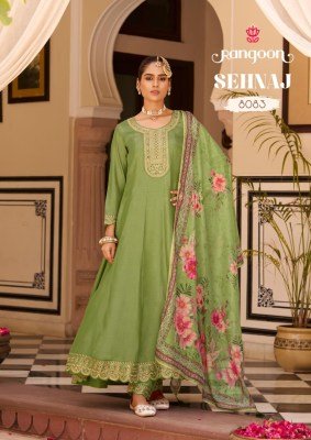 Rangoon Sehnaz Silk Anarkali Set with Mirror Khatli Work And Organza Dupatta Wholesale Collection fancy Anarkali suit catalogs