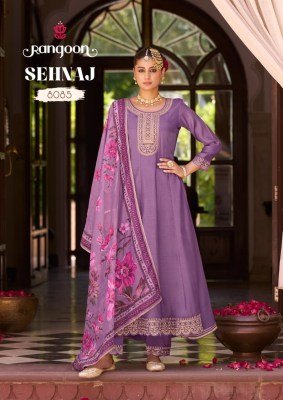 Rangoon Sehnaz Silk Anarkali Set with Mirror Khatli Work And Organza Dupatta Wholesale Collection fancy Anarkali suit catalogs