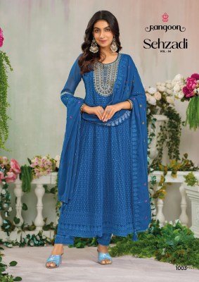Rangoon Sehzadi Vol 04 Anarkali Suit Fancy Georgette Embroidery with Khatli And Mirror Work  Santoon Bottom And Heavy Embroidered Dupatta Wholesale Rangoon