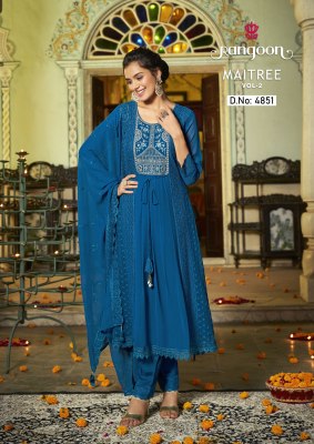 Rangoon maitree vol 02 georgette with heavy embroidered work readymade suit catalog at wholesale price  readymade suit catalogs